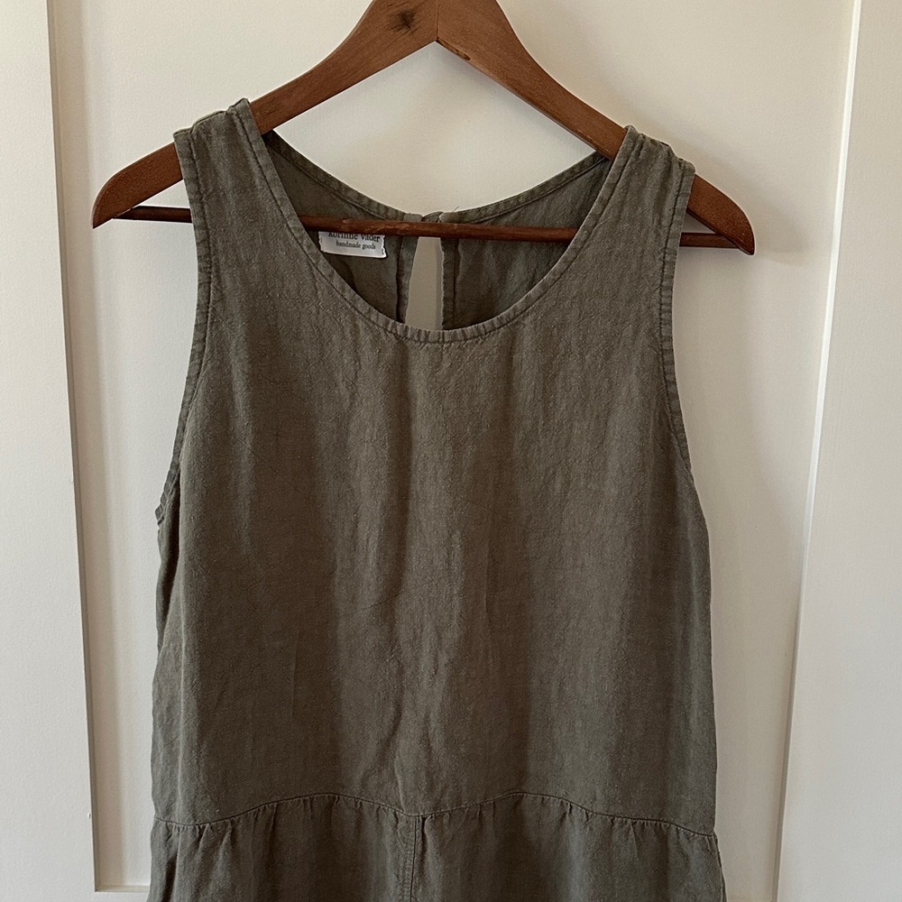 Korinne Vader Olive Sleeveless Linen jumpsuit